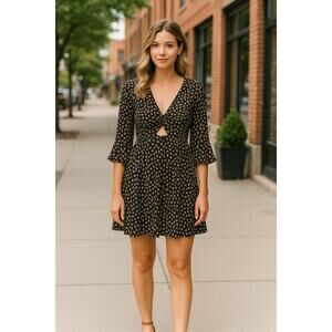 Printed Cutout Dress V-neck